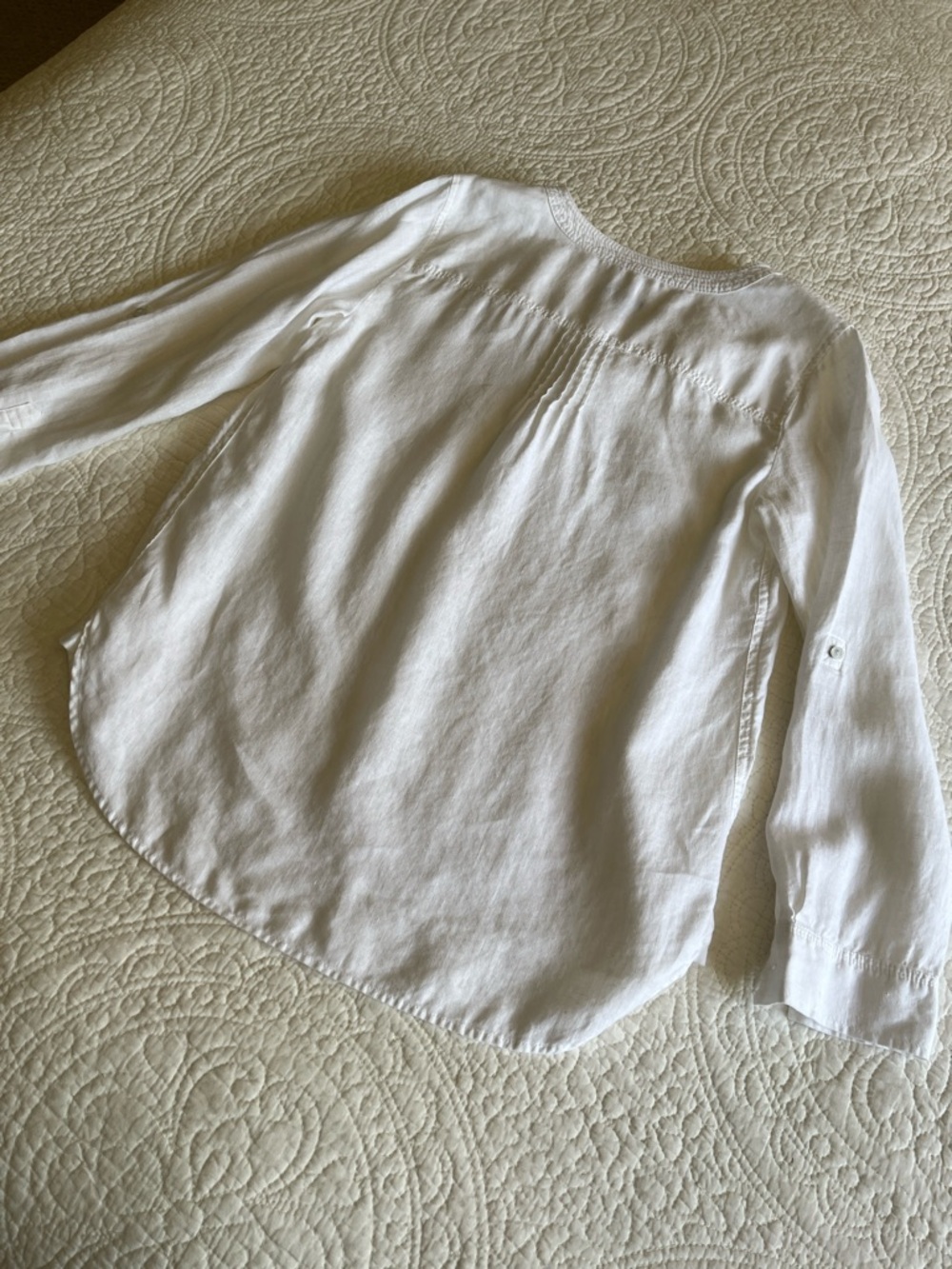 Talbots Linen Button-Front Lightweight Tunic Top White Women's Medium Beachy - Picture 13 of 14